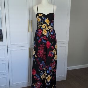 Band Of Gypsies Maxi Dress Bustier Bodice Floral Summer Dress  Size Large